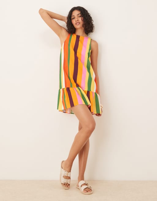 ASOS DESIGN - Gestreepte rechte mini hemdjurk met lage rug en verlaagde taille, 4 van 4