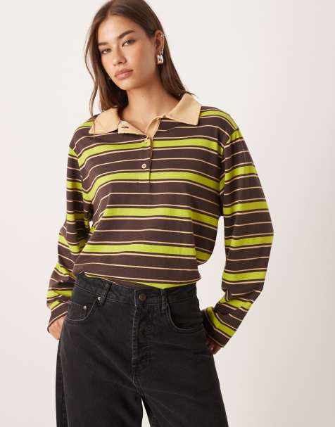 ASOS DESIGN - Gestreepte rugbypolo in marineblauw - view 1