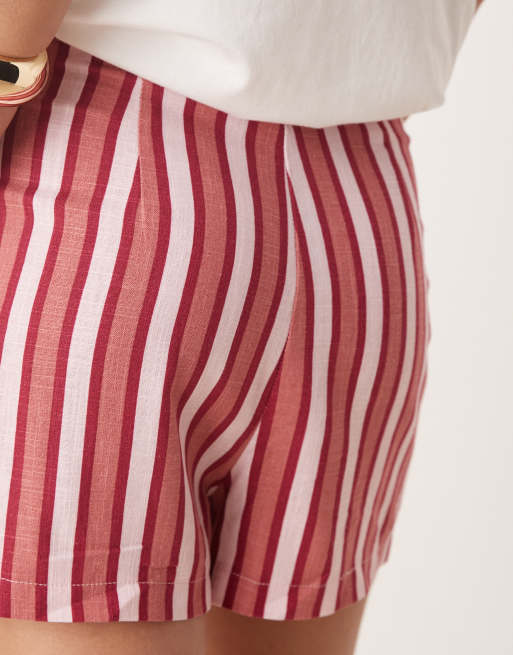 ASOS DESIGN - Gestreepte skort met overslag in roze, 5 van 5