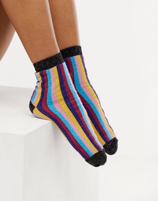 ASOS DESIGN - Gestreepte sokken met glittermix-Multi