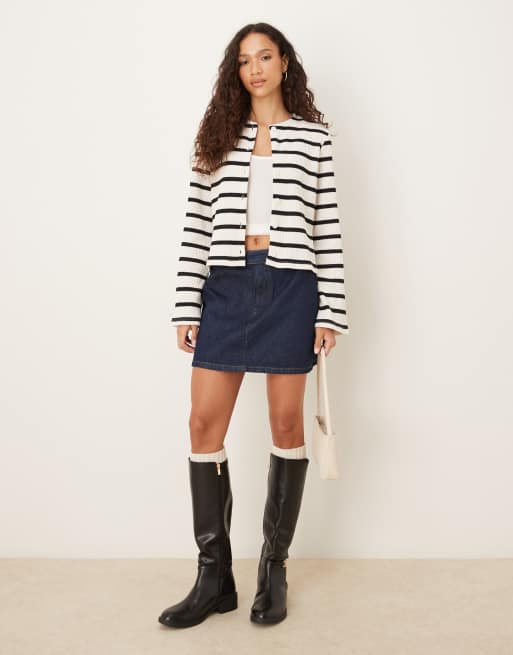 ASOS DESIGN - Gestreepte top met knopen en lange mouwen in ecru, deel van co-ord set, 3 van 4