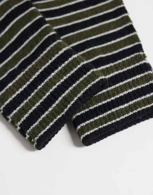ASOS DESIGN gestreepte vingerloze handschoen in grijs, 3 van 3
