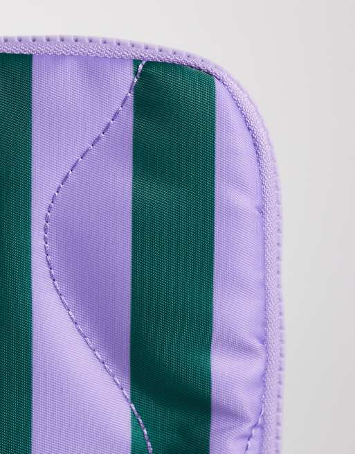 ASOS DESIGN – Gestreifte Laptop-Hülle in Grün und Lila mit Rundum-Reißverschluss, 4 von 4