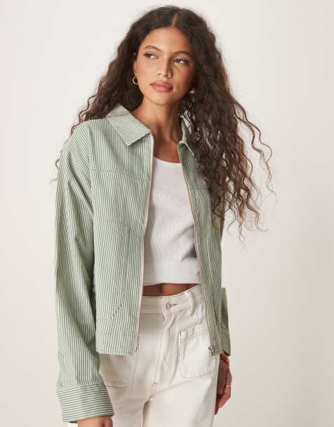 ASOS DESIGN – Gestreifte Twill-Jacke mit Kragen - view 1