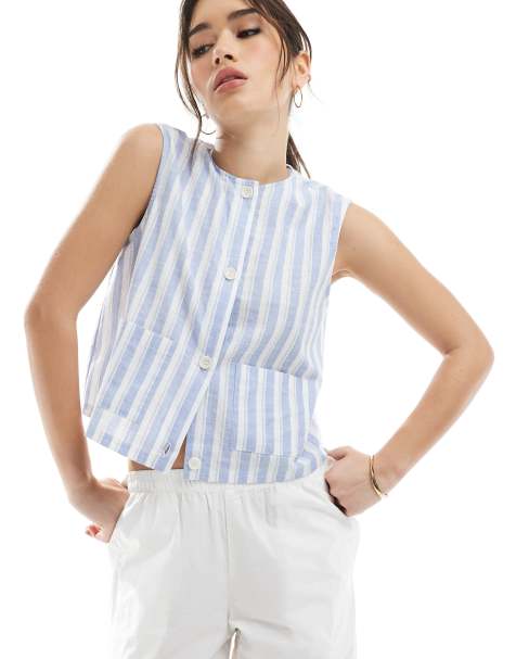 ASOS DESIGN – Gestreifte Weste mit kastigem Schnitt - view 1