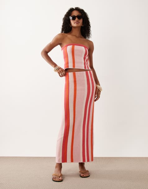 ASOS DESIGN – Gestreifter Maxi-Strickrock, Kombiteil - view 1