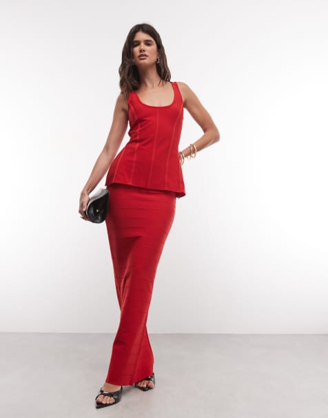 ASOS DESIGN gestreifter Maxirock in Rot - view 1