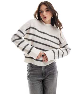 ASOS DESIGN - Gestreifter Pullover mit Stehkragen-Bunt