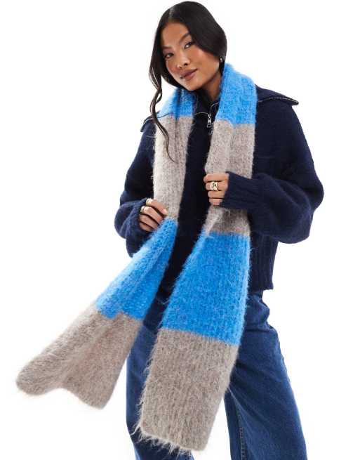 ASOS DESIGN – Gestreifter Schal in Blau und Grau, 3 von 3