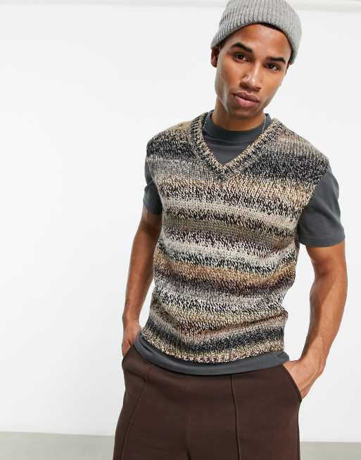 ASOS DESIGN – Gestreifter Strickpullunder mit lockerem, kurzem Schnitt 