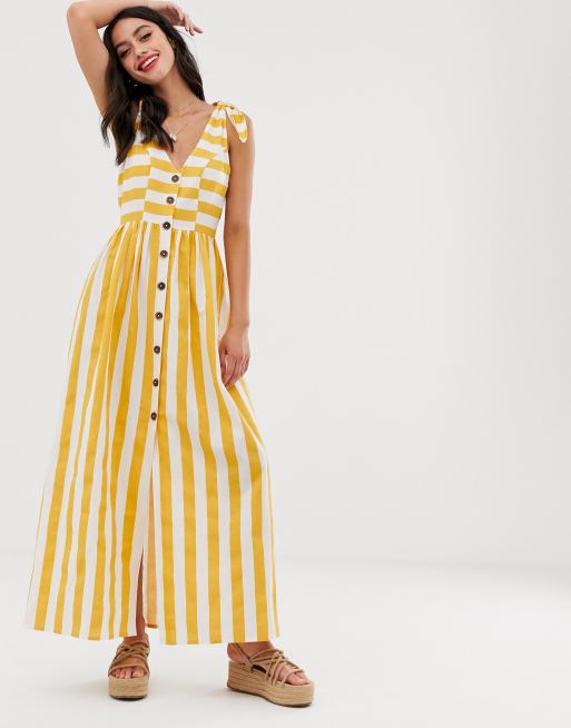 ASOS DESIGN – Gestreiftes Maxi-Hängerkleid mit Knopfleiste