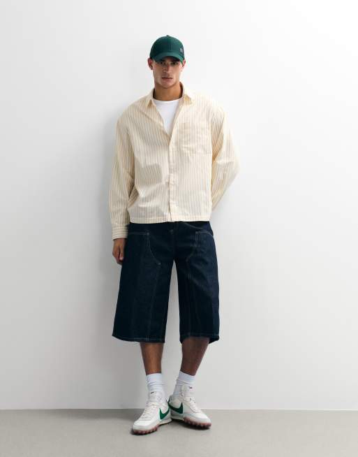 ASOS DESIGN – Gestreiftes Oversize-Hemd aus Popeline in Gelb und Weiß, 2 von 9