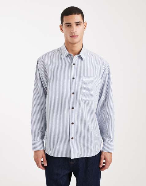 ASOS DESIGN – Gestreiftes Oversize-Hemd in Blau - view 1