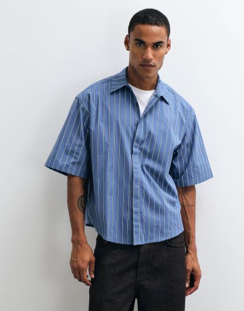 ASOS DESIGN – Gestreiftes Oversize-Hemd in Blau - view 1