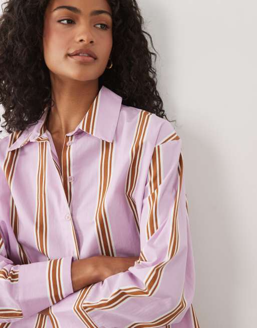 ASOS DESIGN gestreiftes Oversize-Hemd in Violett, 4 von 4
