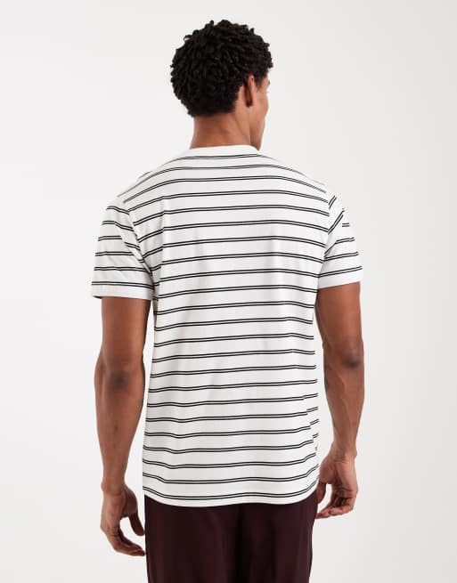 ASOS DESIGN – Gestreiftes Regular-Fit-T-Shirt in Wollweiß und Schwarz, 3 von 5