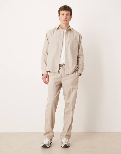 ASOS DESIGN – Gestreiftes Set in Steinbeige - view 1