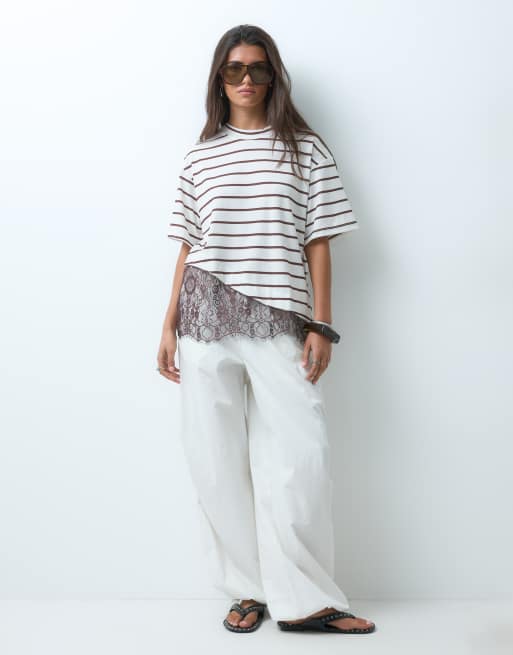 ASOS DESIGN – Gestreiftes T-Shirt mit Spitzensaum, 4 von 4
