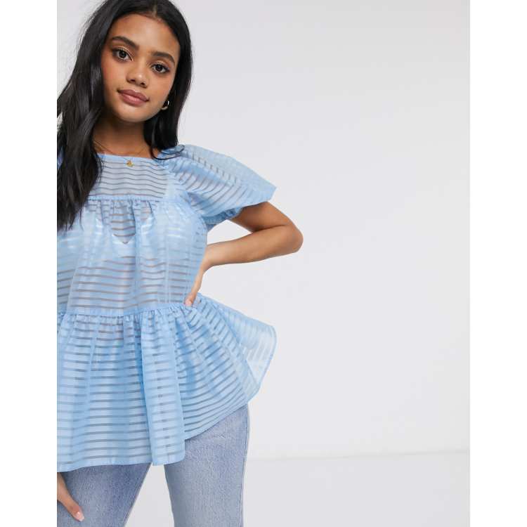 ASOS DESIGN Gestreiftes trapezformiges Oberteil aus Organza ASOS