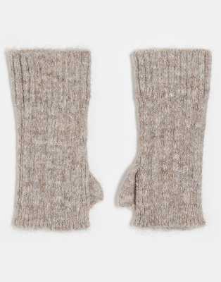 ASOS DESIGN - Gestrickte Handstulpen in Hellbeige-Neutral