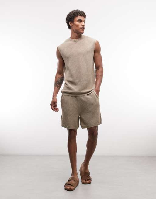 ASOS DESIGN – Gestrickte Netzstoff-Shorts in Steinbeige, Kombiteil, 2 von 5