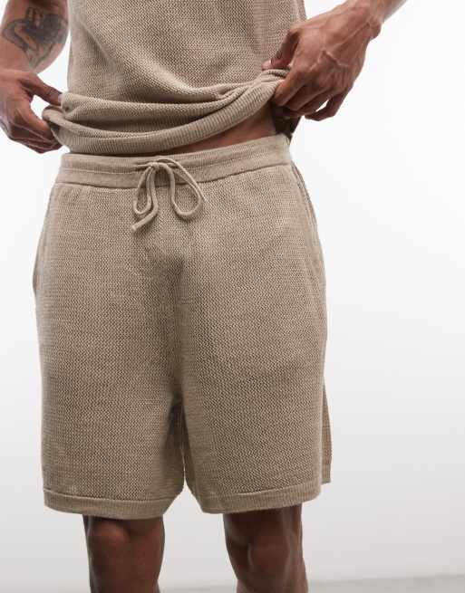 ASOS DESIGN – Gestrickte Netzstoff-Shorts in Steinbeige, Kombiteil, 5 von 5