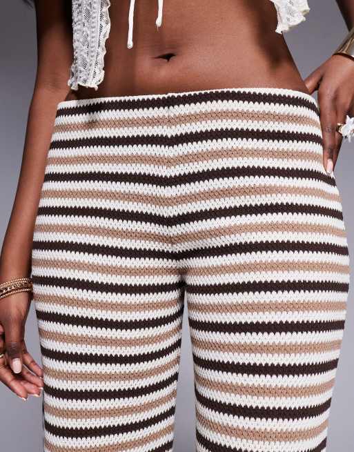 ASOS DESIGN – Gestrickte Schlupfhose mit braunen Streifen, Kombiteil, 3 von 5