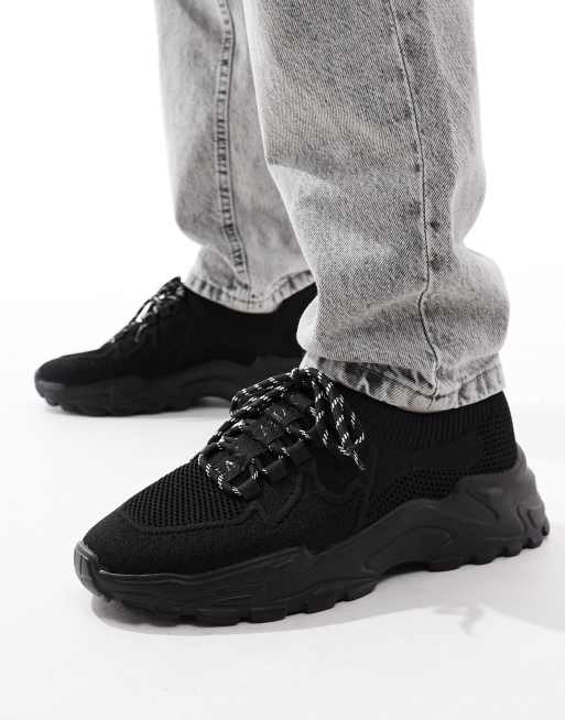 ASOS DESIGN Gestrickte Sneaker in Schwarz ASOS