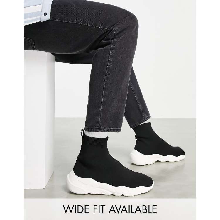 ASOS DESIGN Gestrickte Sneaker in Schwarz ASOS