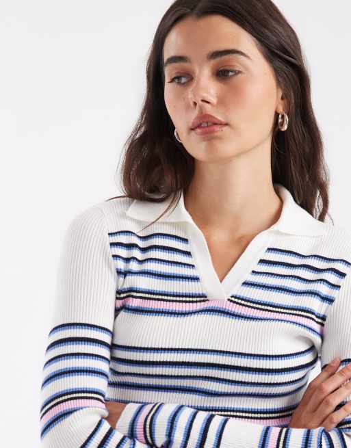 ASOS DESIGN gestrickter Polo-Pullover mit Streifen, 3 von 4