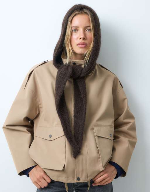 ASOS DESIGN gestrickter Schal mit Kapuze in Schokobraun, 2 von 4