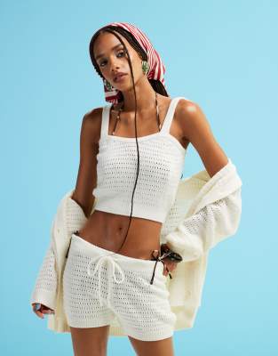 ASOS DESIGN - Gestricktes Bustier in Creme, Kombiteil-Weiß