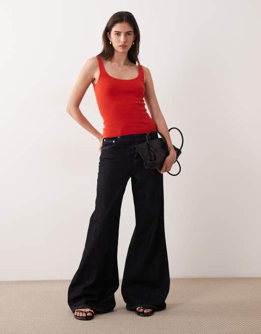 ASOS DESIGN – Gestricktes Camisole aus Baumwollmix in Rot mit U-Ausschnitt, 2 von 4