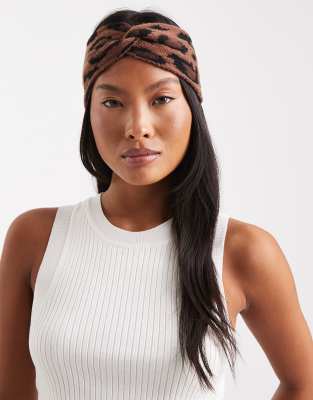 ASOS DESIGN - Gestricktes Loop-Stirnband im Leoparden-Design-Bunt