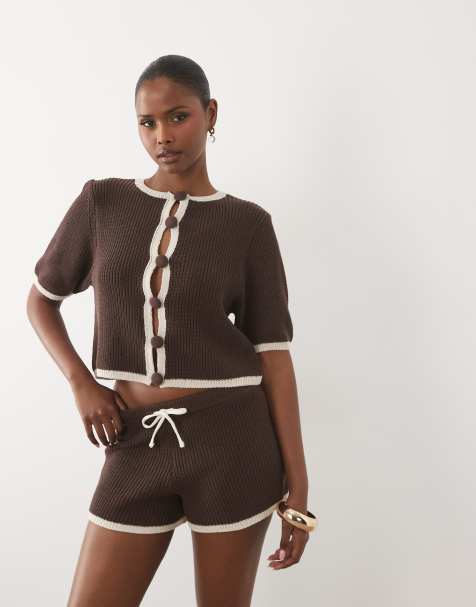 ASOS DESIGN gestricktes Micro-Runner-Shorts-Kombiteil in Ecru - view 1