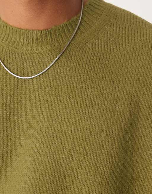 ASOS DESIGN knit oversized t-shirt in khaki green