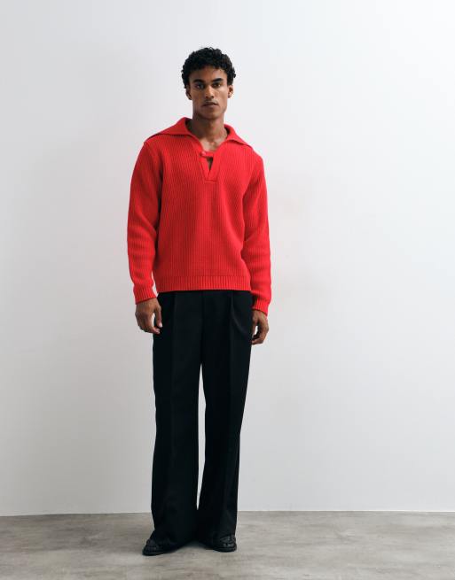 ASOS DESIGN gestricktes Relaxed-Polo mit offenem Kragendetail, 2 von 5