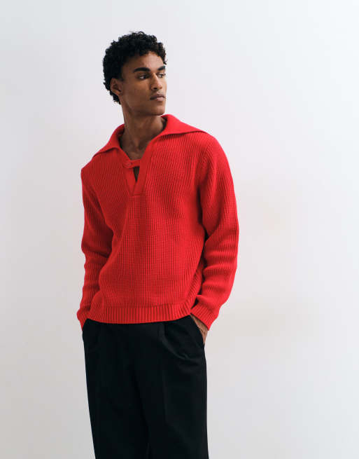 ASOS DESIGN gestricktes Relaxed-Polo mit offenem Kragendetail, 3 von 5