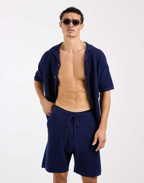 ASOS DESIGN – Gestricktes Set in Marineblau mit lockerem Schnitt - view 1