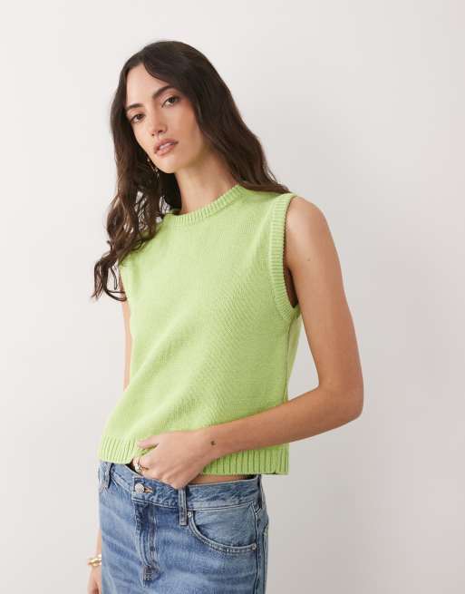 ASOS DESIGN – Gestricktes Tanktop aus Baumwollmix in Grün, 3 von 4