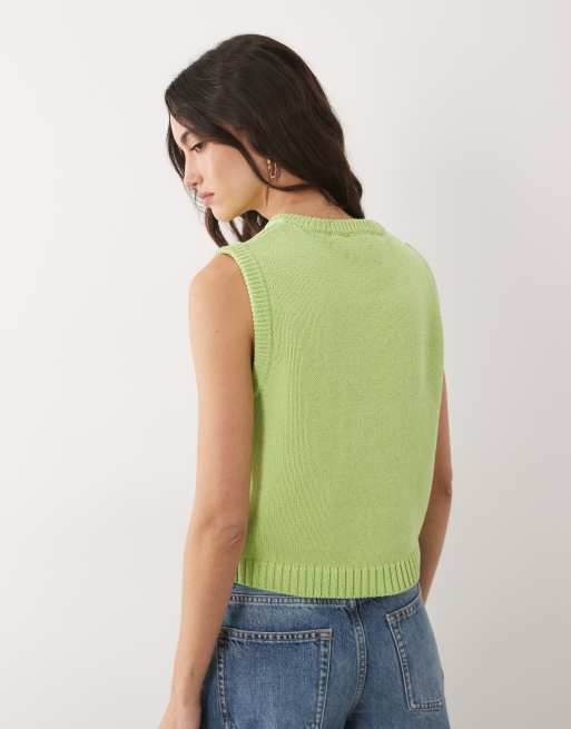 ASOS DESIGN – Gestricktes Tanktop aus Baumwollmix in Grün, 4 von 4