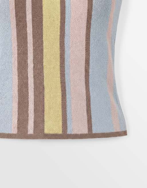 ASOS DESIGN – Gestricktes, trägerloses Oberteil mit pastellfarbenen Streifen, Kombiteil, 8 von 8