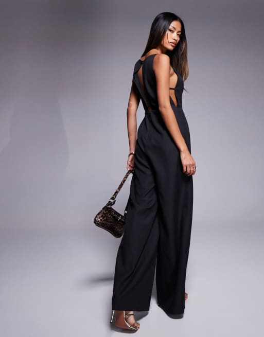 ASOS DESIGN - Gestructureerde jumpsuit met hoge hals en zijsplitten in antracietgrijs, 4 van 4
