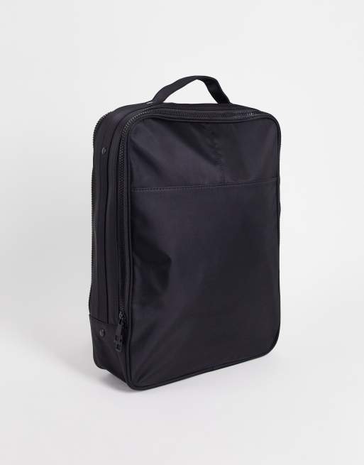 ASOS DESIGN - Gestructureerde rugzak met rits rondom in zwart nylon 