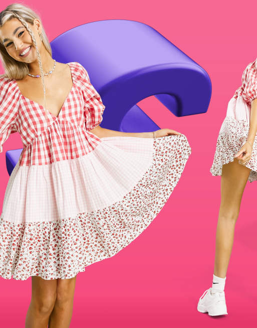 Asos pink gingham dress on sale