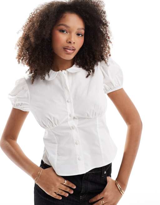ASOS DESIGN - Getailleerd gekrompen poplin overhemd in wit