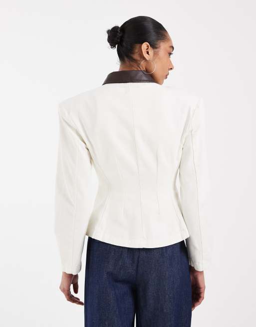 ASOS DESIGN - Getailleerd jack met rits in ecru canvas, 4 van 4
