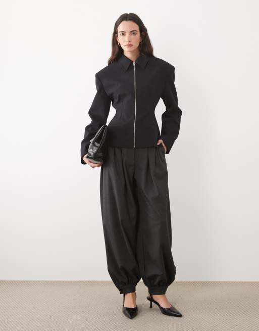 ASOS DESIGN - Getailleerd jack met ritssluiting in zwart, 2 van 4