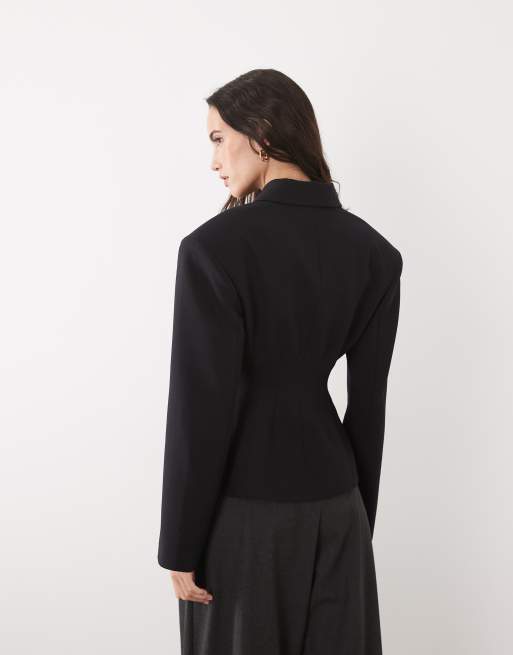 ASOS DESIGN - Getailleerd jack met ritssluiting in zwart, 4 van 4