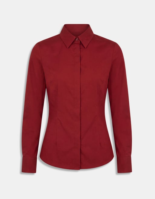 ASOS DESIGN getailleerd overhemd in bordeauxrood, 5 van 8